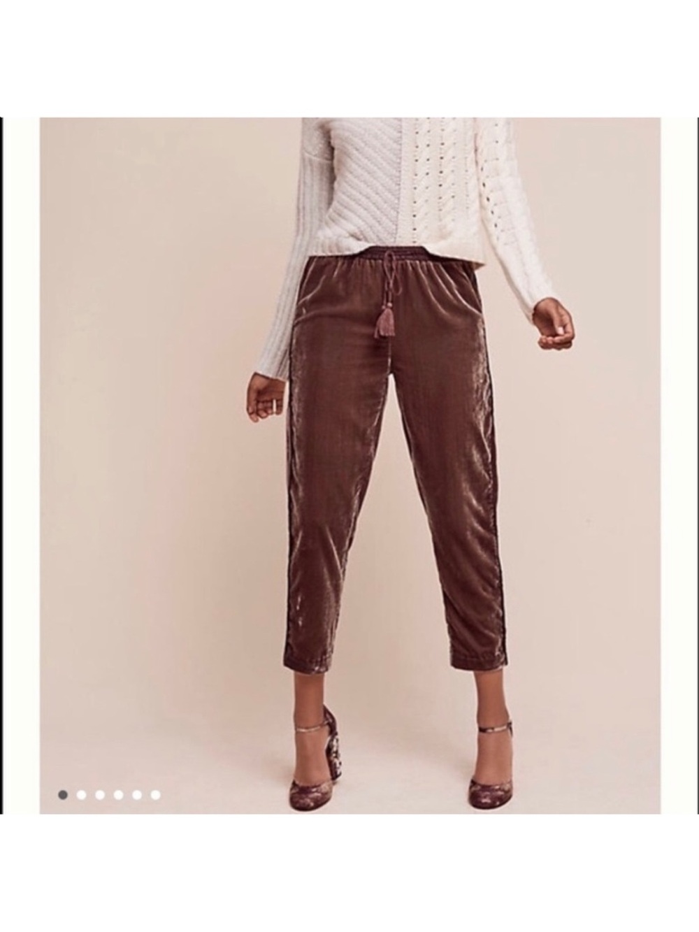 Crushed Velvet Drawstring Joggers- Anthropologie